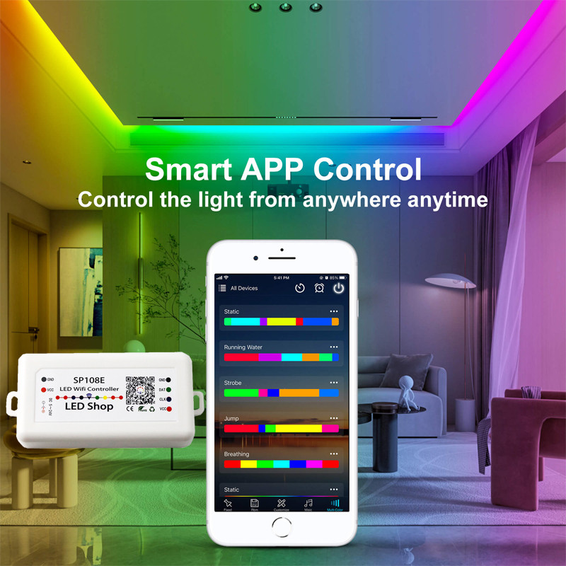 SP108E (V2) controller for led strips with dynamic effects - Wifi and voice  assistants Google and Alexa